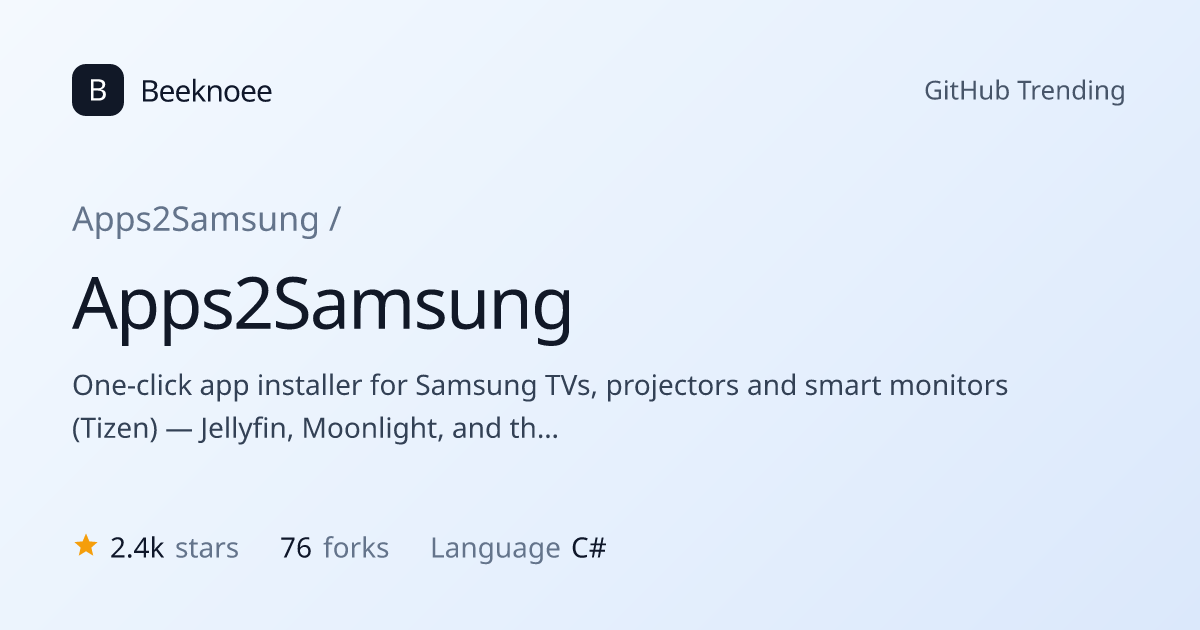 Apps2Samsung/Apps2Samsung — GitHub repository | Beeknoee