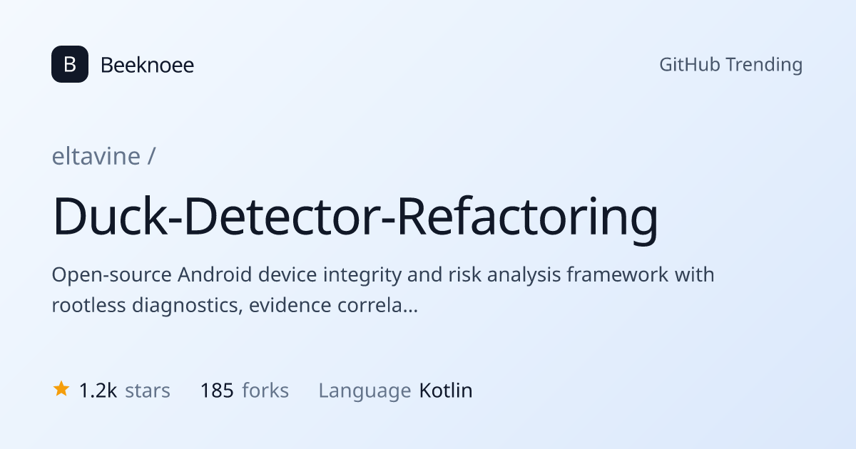 eltavine/Duck-Detector-Refactoring — GitHub repository | Beeknoee