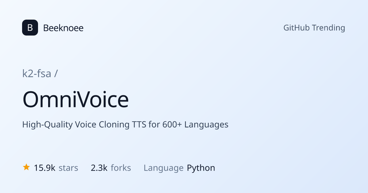 k2-fsa/OmniVoice — GitHub repository | Beeknoee