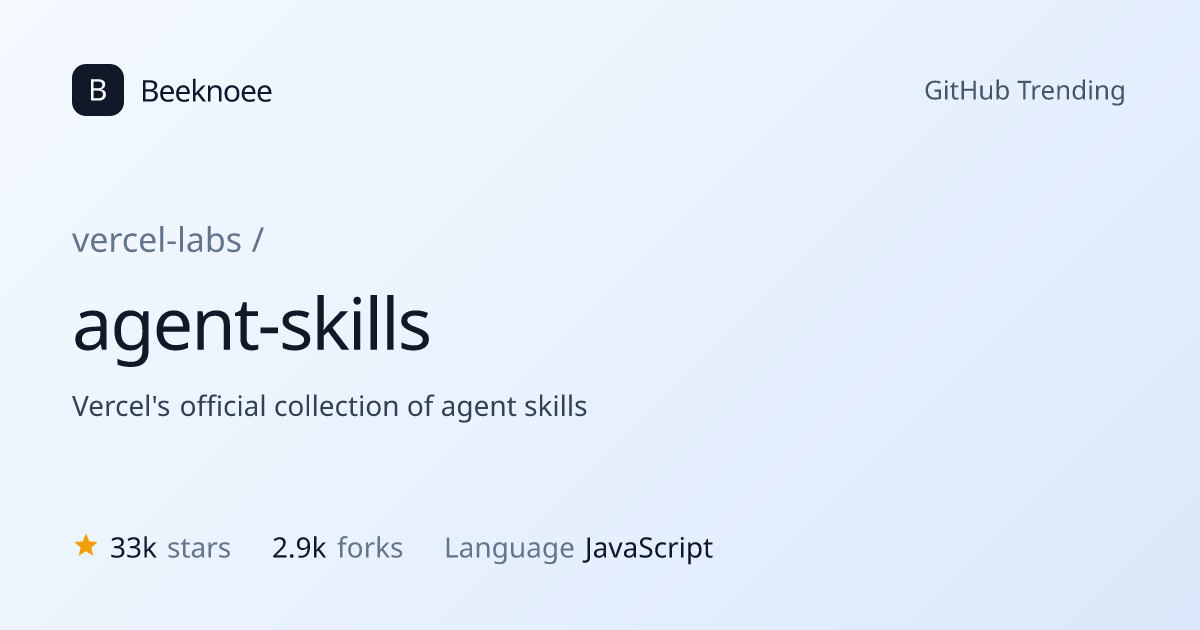 vercel-labs/agent-skills — GitHub repository | Beeknoee