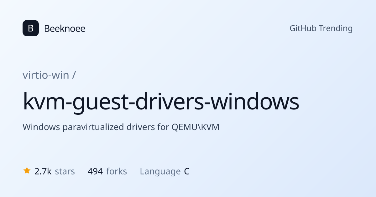 virtio-win/kvm-guest-drivers-windows — GitHub repository | Beeknoee